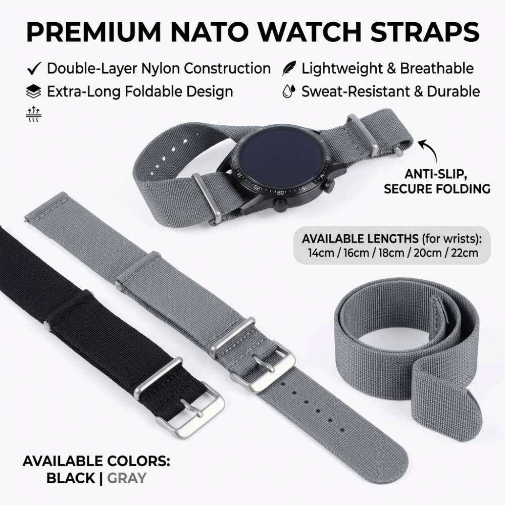 Nato Strap Nylon - Pasek do zegarka NATO 14/16/18/20/22mm, bransoleta