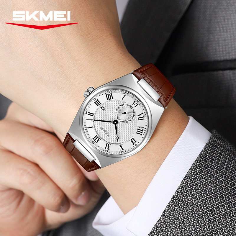 SKMEI 9390 Elegancki męski zeg – Leather Watch Band Men recenzja i cena